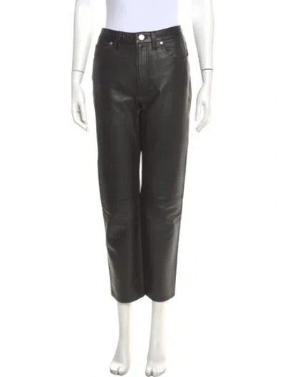 Pre-owned Goldsign Leather Straight Leg Pants In Gray
