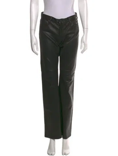 Pre-owned Goldsign Leather Wide Leg Pants In Black
