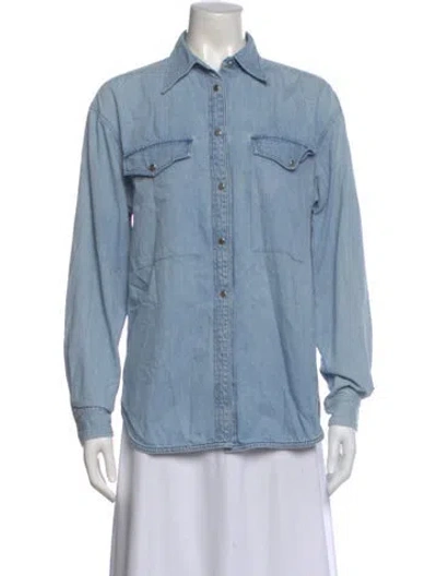 Pre-owned Goldsign Long Sleeve Button-up Top In Blue