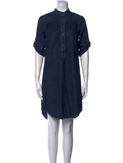 Pre-owned Goldsign Mock Neck Knee-length Dress In Blue