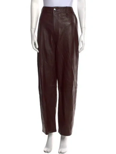 Pre-owned Goldsign Mongolian Lamb Wide Leg Pants In Brown