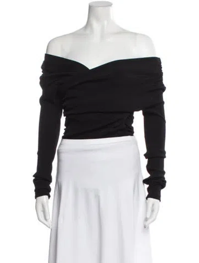 Pre-owned Goldsign Off-the-shoulder Long Sleeve Top In Black