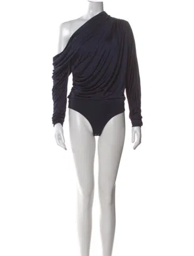 Pre-owned Goldsign One-shoulder Long Sleeve Bodysuit W/ Tags In Blue