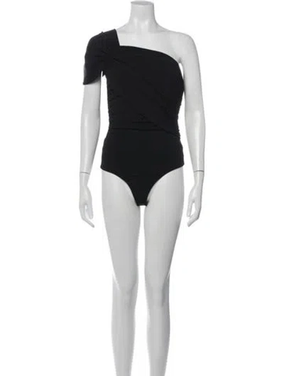 Pre-owned Goldsign One-shoulder Short Sleeve Bodysuit In Black