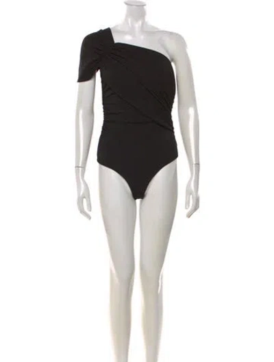 Pre-owned Goldsign One-shoulder Short Sleeve Bodysuit In Black