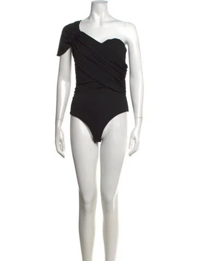 Pre-owned Goldsign One-shoulder Short Sleeve Bodysuit W/ Tags In Black