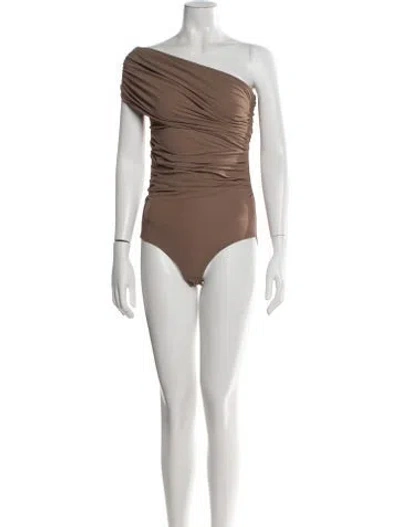 Pre-owned Goldsign One-shoulder Sleeveless Bodysuit In Brown