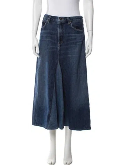 Pre-owned Goldsign Pleated Accents Midi Length Skirt In Blue