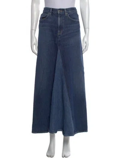 Pre-owned Goldsign Pleated Accents Midi Length Skirt In Blue