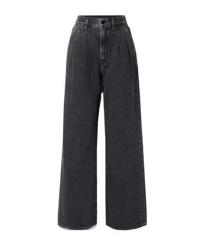 Goldsign The Edgar Pleated High-rise Wide-leg Jeans In Black