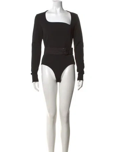 Pre-owned Goldsign Square Neckline Long Sleeve Bodysuit In Black