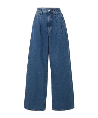 Goldsign The Edgar Pleated High-rise Wide-leg Jeans In Blue