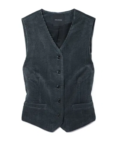 Goldsign The Orten Cotton-corduroy Vest In Gray