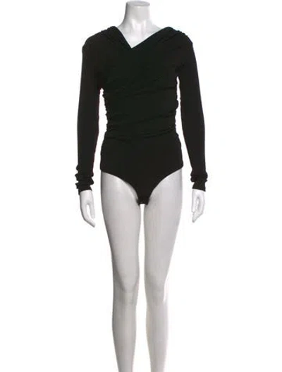 Pre-owned Goldsign V-neck Long Sleeve Bodysuit In Black