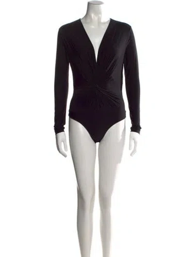 Pre-owned Goldsign V-neck Long Sleeve Bodysuit In Black
