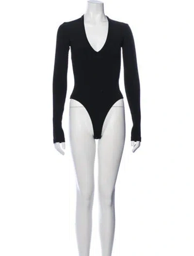Pre-owned Goldsign V-neck Long Sleeve Bodysuit In Black