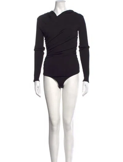Pre-owned Goldsign V-neck Long Sleeve Bodysuit In Black