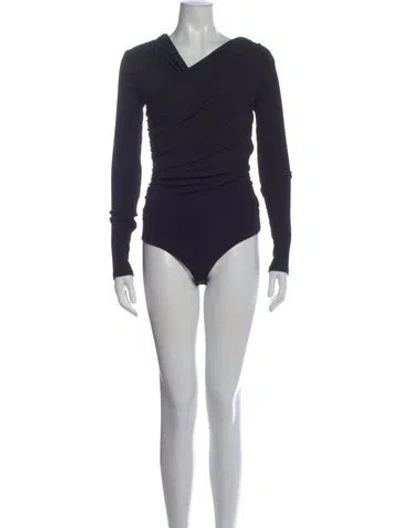 Pre-owned Goldsign V-neck Long Sleeve Bodysuit In Blue