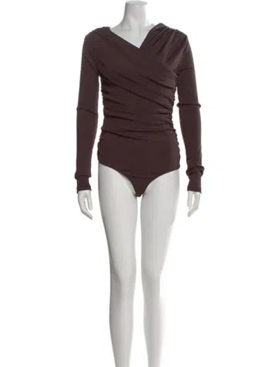 Pre-owned Goldsign V-neck Long Sleeve Bodysuit In Brown