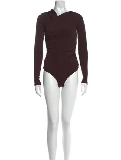 Pre-owned Goldsign V-neck Long Sleeve Bodysuit In Brown