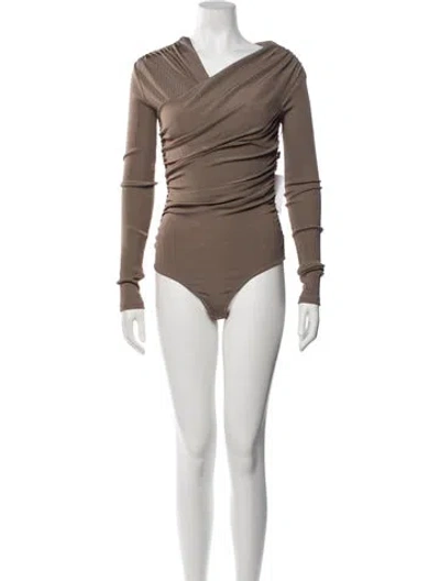 Pre-owned Goldsign V-neck Long Sleeve Bodysuit In Brown