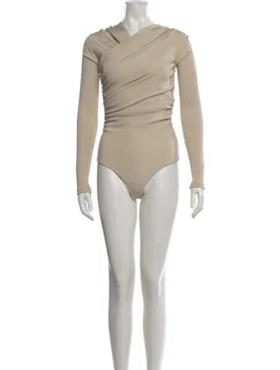 Pre-owned Goldsign V-neck Long Sleeve Bodysuit In Neutral