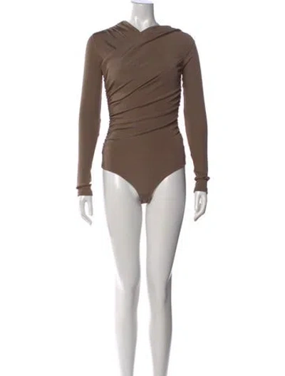 Pre-owned Goldsign V-neck Long Sleeve Bodysuit In Neutral