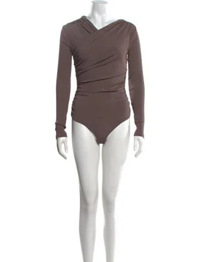 Pre-owned Goldsign V-neck Long Sleeve Bodysuit In Neutrals