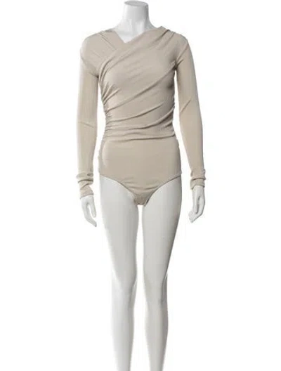 Pre-owned Goldsign V-neck Long Sleeve Bodysuit In Neutrals