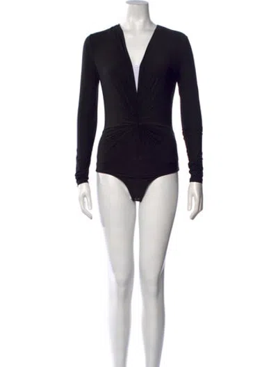Pre-owned Goldsign V-neck Long Sleeve Bodysuit W/ Tags In Black