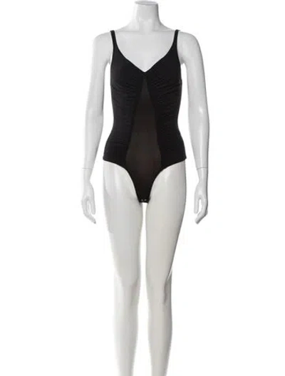 Pre-owned Goldsign V-neck Sleeveless Bodysuit In Black