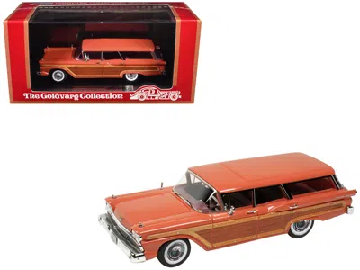 Goldvarg Collection 1959 Ford Country Squire Rose With Woodgrain Sides And Green Interior Limited Edition To 200 Pieces  In Orange