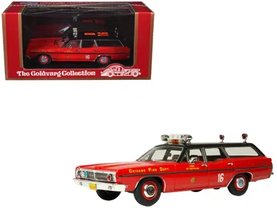 Goldvarg Collection 1970 Ford Galaxie Station Wagon "chicago Fire Department Chief 16th Battalion" Red With Black Top Li