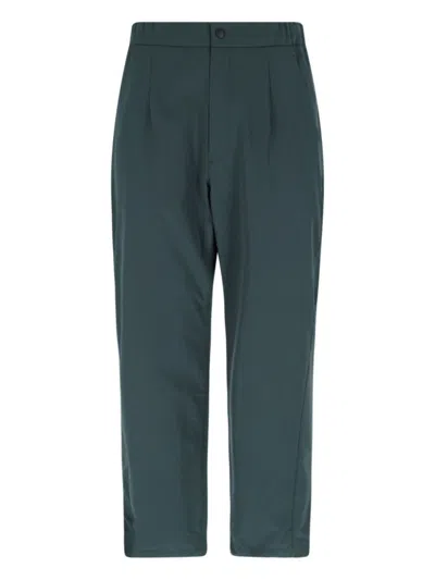 Goldwin Activewear Pants With Elasticized Waistband And Front Pleats In Green