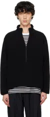 Goldwin Black Polartec Power Stretch Half Zip Sweatshirt In Black
