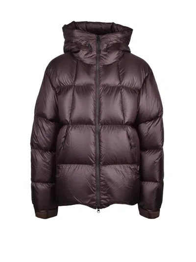 Goldwin Down Jacket With Puffy Quilted Design And High Collar In Burgundy