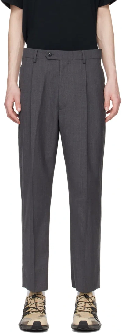 Goldwin Gray One Tuck Trousers In Mix Gray