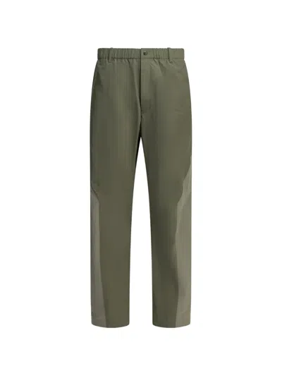 Goldwin Hyperdense Taffeta U/s Right Trousers Brown In Green