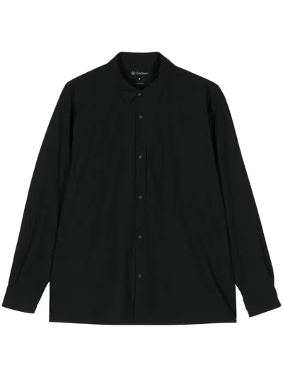 Goldwin Logo-embroidered Long-sleeve Shirt In Black