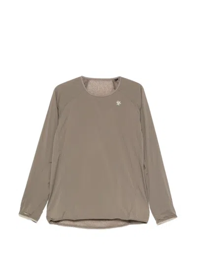 Goldwin Logo-print Raglan-sleeve Sweater In Brown
