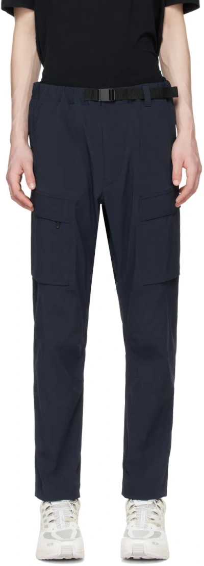 Goldwin Navy Stretch Cargo Pants In Ink Navy