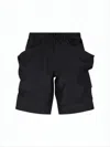Goldwin Relaxed Fit Black Shorts With Functional Pockets In White