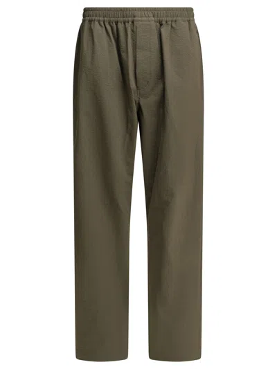 Goldwin Screen Elasticated-waistband Seersucker-texture Trousers In Gray