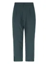 Goldwin Activewear Pants With Elasticized Waistband And Front Pleats In Green