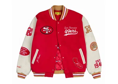 Pre-owned Golf Le Fleur Men's  Tyler, The Creator Golf Wang X Nfl 49ers Letterman Jacket In Red