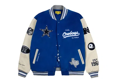 Pre-owned Golf Le Fleur Men's  Tyler, The Creator Golf Wang X Nfl Cowboys Letterman Jacket In Royal Blue