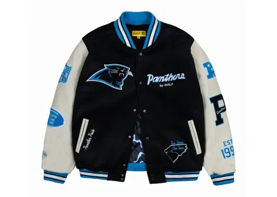 Pre-owned Golf Le Fleur Men's  Tyler, The Creator Golf Wang X Nfl Panthers Letterman Jacket In Black