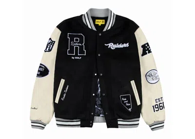Pre-owned Golf Le Fleur Men's  Tyler, The Creator Golf Wang X Nfl Raiders Letterman Jacket In Black