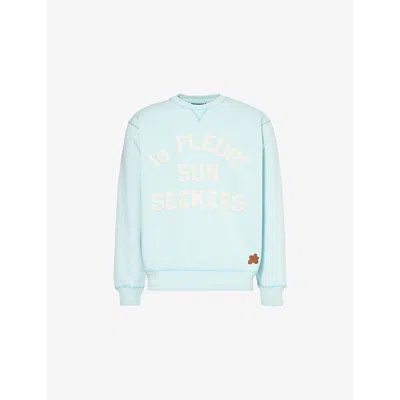 Golf Le Fleur Mens Blue Sunseeker Embroidered Cotton-jersey Sweatshirt