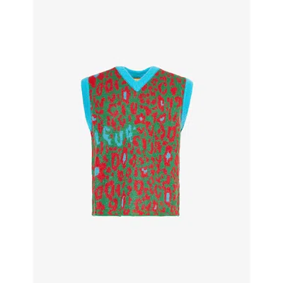 Golf Le Fleur Mens Camo Brand-patch Mohair-blend Knit Vest Multi